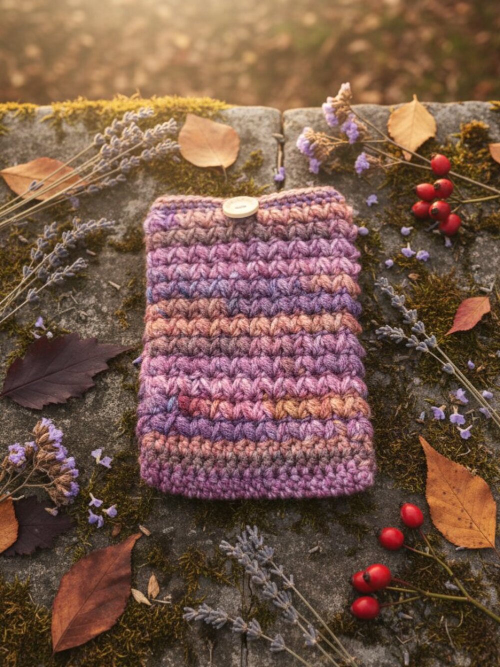 Kindle Paperwhite Sleeve — Twilight Ember Crochet E-Reader Paperback Book Cover